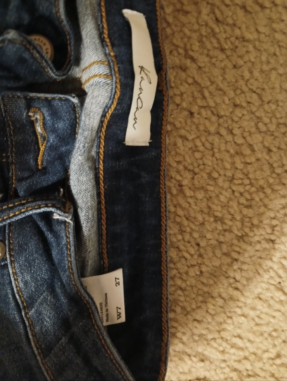 KanCan Dark Blue Skinny Jeans with Leopard Patch Distressing - Picture 3 of 6